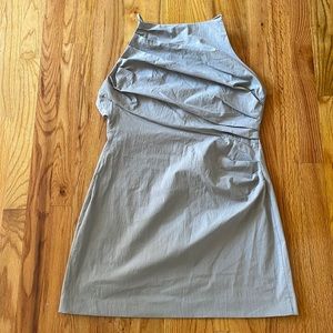 Zara Draped Linen Dress Gray